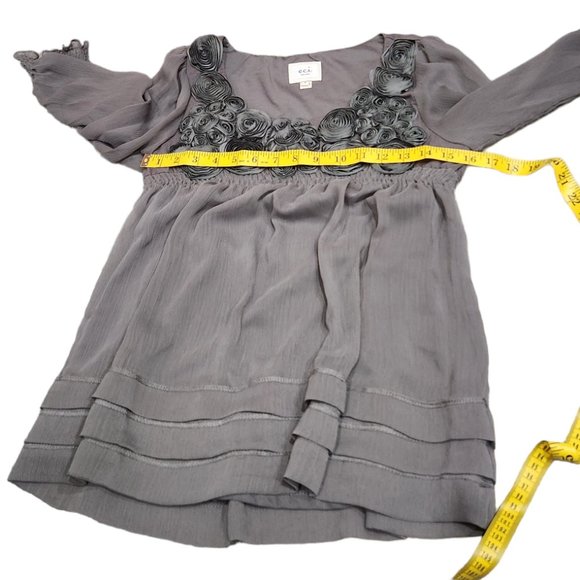 ECI Embroidery Purple Babydoll Flowy Blouse Top Size S - Picture 8 of 8